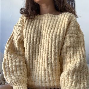 Handmade yellow waffle knit sweater